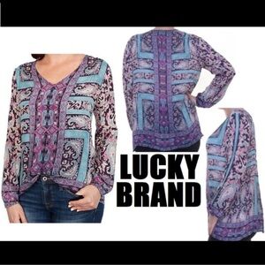 EUC Lucky Brand Long Sleeve Paisley Printed Blouse, S